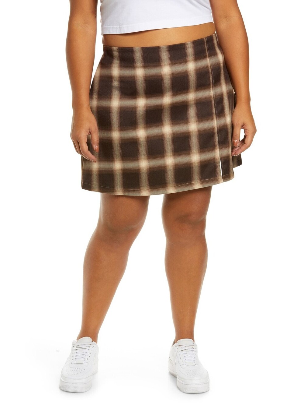 BP. Plaid Miniskirt in Brown Conner Ombre Size 1X